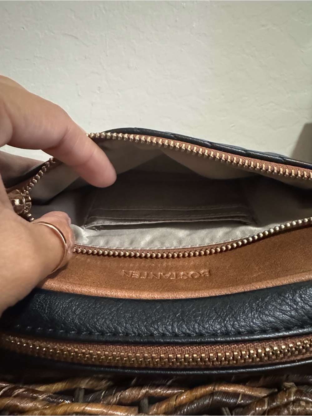 Bostanten Black and Brown Quilted Crossbody with Patterned Strap - Picture 7 of 12